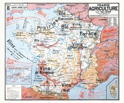 Carte Vidal Lablache 8 - FRANCE AGRICULTURE - 120 x 100...